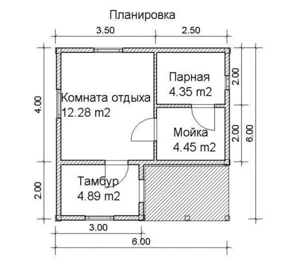 Баня из профилированного бруса 6х6 Баня из профилированного бруса 6х6