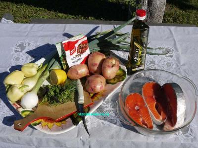 Сёмга, запечённая с овощами
Сёмга, запечённая с овощами