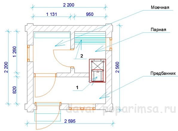 Маленькая баня для двух человек и ее план Маленькая баня для двух человек и ее план